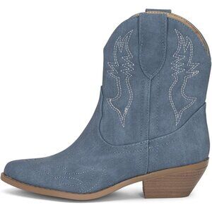 ✨ Chariot & Co Cowgirl Boots Women Blue 1 Susan Western Ankle Pointed Toe Boots